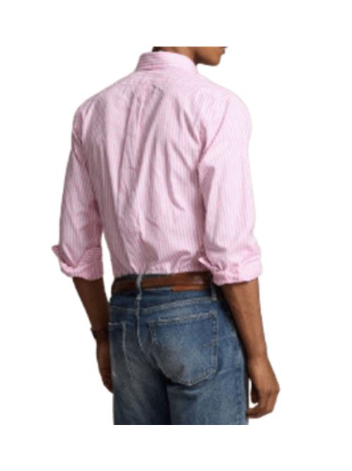 Camicia da uomo in cotone oxford righe bianco/rosa POLO RALPH LAUREN | 710886462005